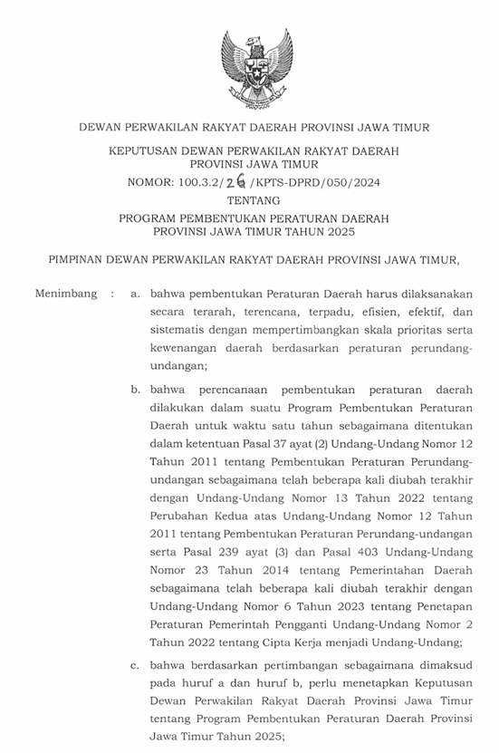 26 Keputusan Propemperda Tahun 2025.