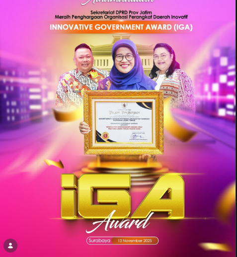 Innovative Government Award (IGA) sebagai Organisasi Perangkat Daerah Inovatif Tahun 2025.