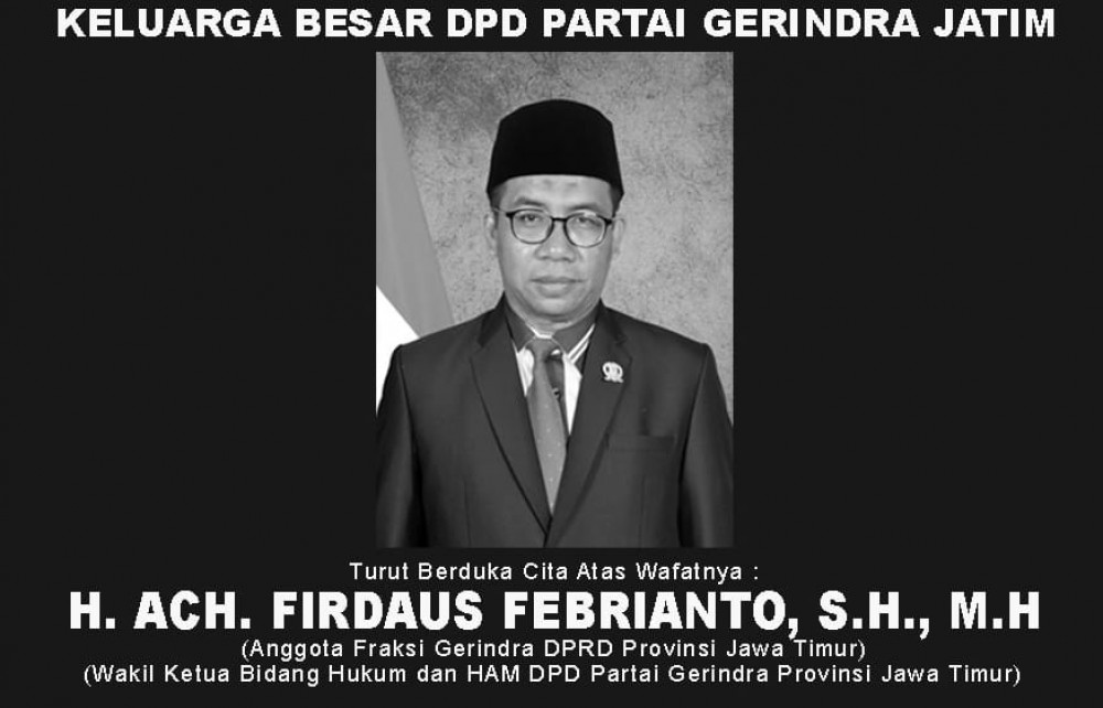 Achmad Firdaus Febrianto, Anggota Fraksi Gerindra Tutup Usia