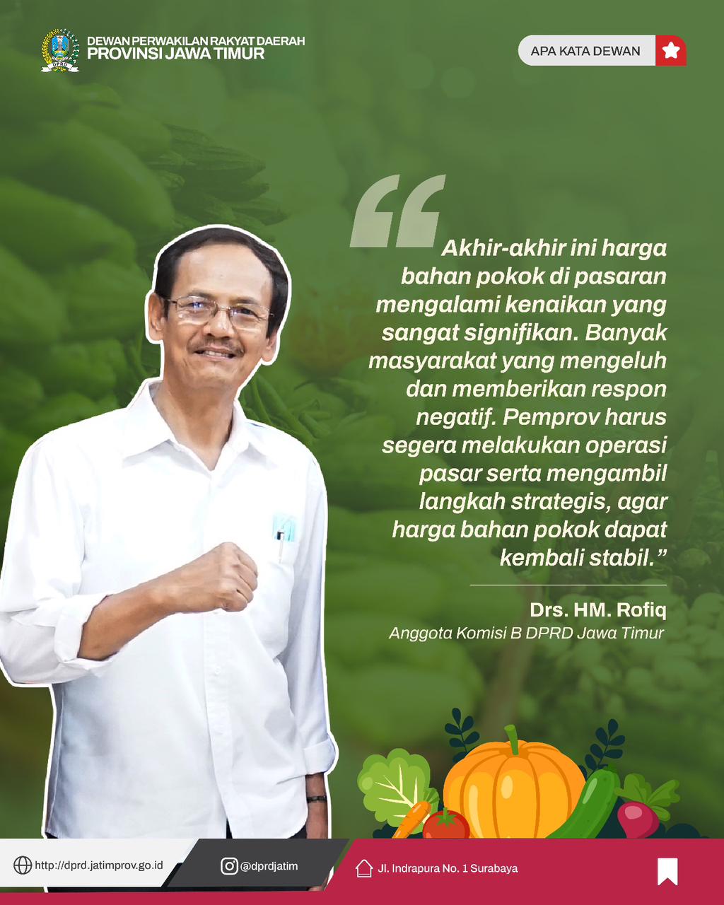 MH Rofiq Desak Pemprov Jatim Segera Stabilkan Harga Kebutuhan Pokok Di Pasaran