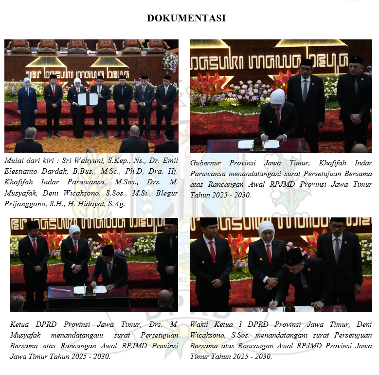 RAPAT PARIPURNA PERSETUJUAN BERSAMA ATAS RANCANGAN AWAL RPJMD PROVINSI JAWA TIMUR TAHUN 2025 – 2030