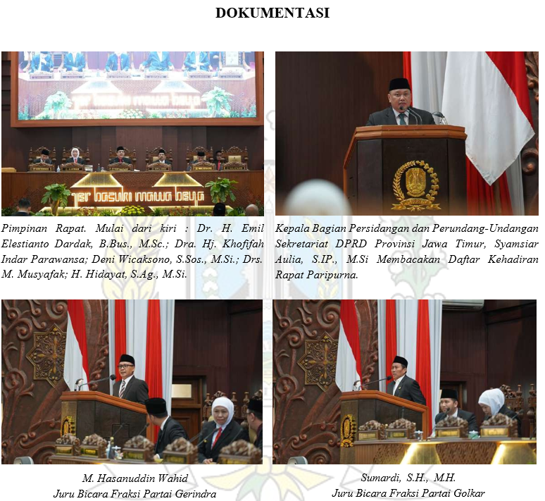 RAPAT PARIPURNA PENDAPAT AKHIR FRAKSI TERHADAP LAPORAN KETERANGAN PERTANGGUNGJAWABAN (LKPJ) GUBERNUR JAWA TIMUR AKHIR TAHUN ANGGARAN 2024