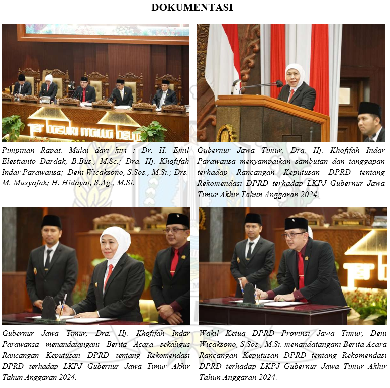 RAPAT PARIPURNA PENYAMPAIAN LAPORAN KOMISI ATAS HASIL PEMBAHASAN RANCANGAN PERDA TENTANG PERTANGGUNGJAWABAN PELAKSANAAN APBD PROVINSI JAWA TAHUN ANGGARAN 2024