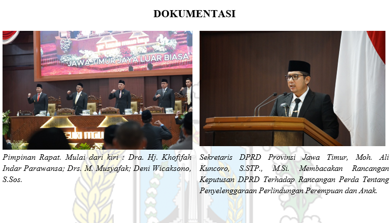 RAPAT PARIPURNA INTERNAL, PENGAMBILAN KEPUTUSAN DPRD TENTANG PERSETUJUAN USUL PRAKARSA ATAS RANCANGAN PERDA TENTANG PENYELENGGARAAN PELINDUNGAN PEREMPUAN DAN ANAK