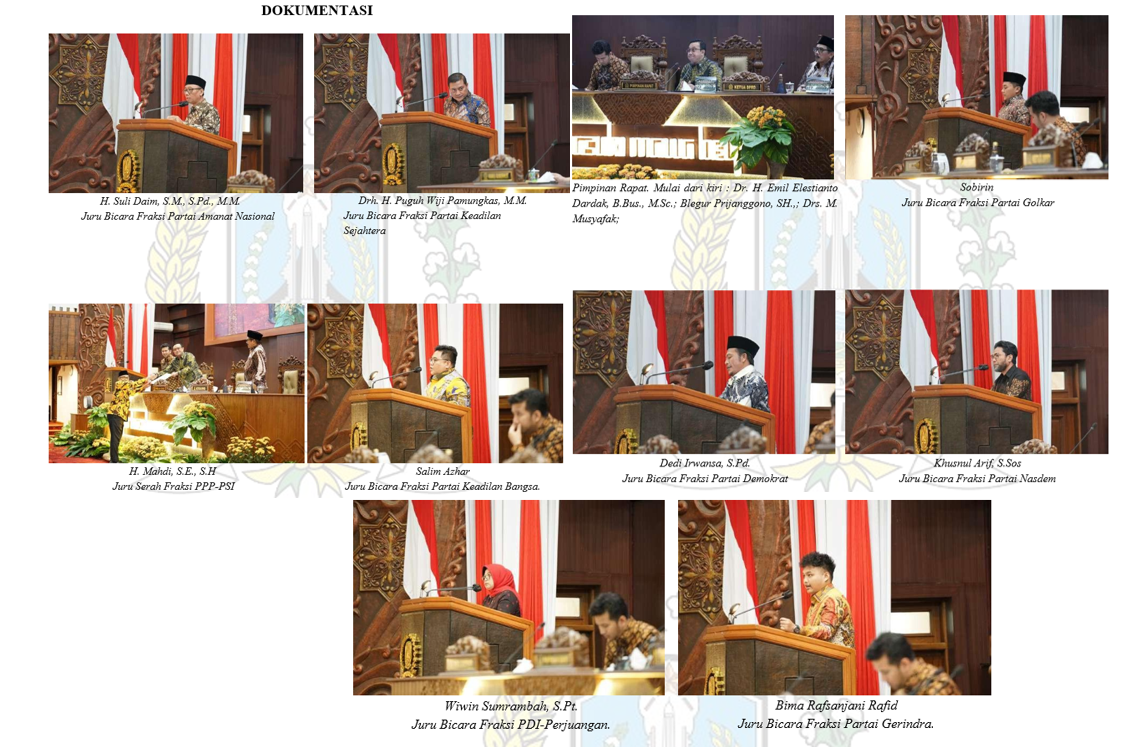 RAPAT PARIPURNA PENYAMPAIAN PANDANGAN FRAKSI TERHADAP RANCANGAN PERDA TENTANG PERUBAHAN ATAS PERATURAN DAERAH NOMOR 8 TAHUN 2019 TENTANG BADAN USAHA MILIK DAERAH