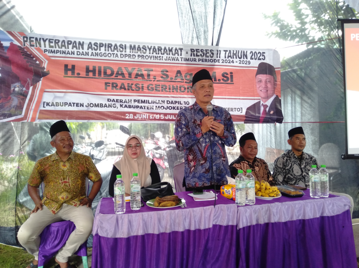 Wakil Ketua DPRD Jawa Timur dari Fraksi Gerindra, Hidayat, dalam kegiatan reses